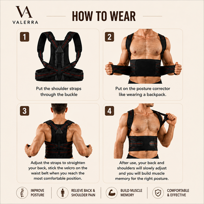 How to wear the Valerra Posture Corrector Pro step by step