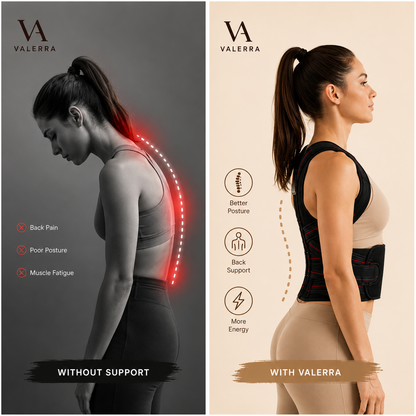 Posture comparison showing rounded shoulders versus supported upright posture