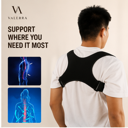 Valerra posture corrector shown flat with adjustable buckles