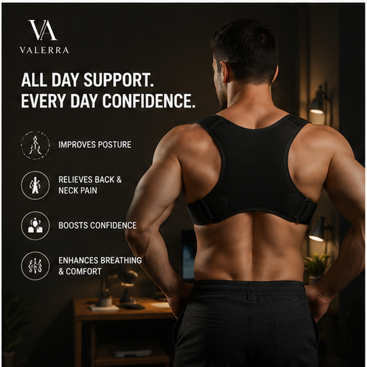 Valerra posture corrector adjustable shoulder straps detail