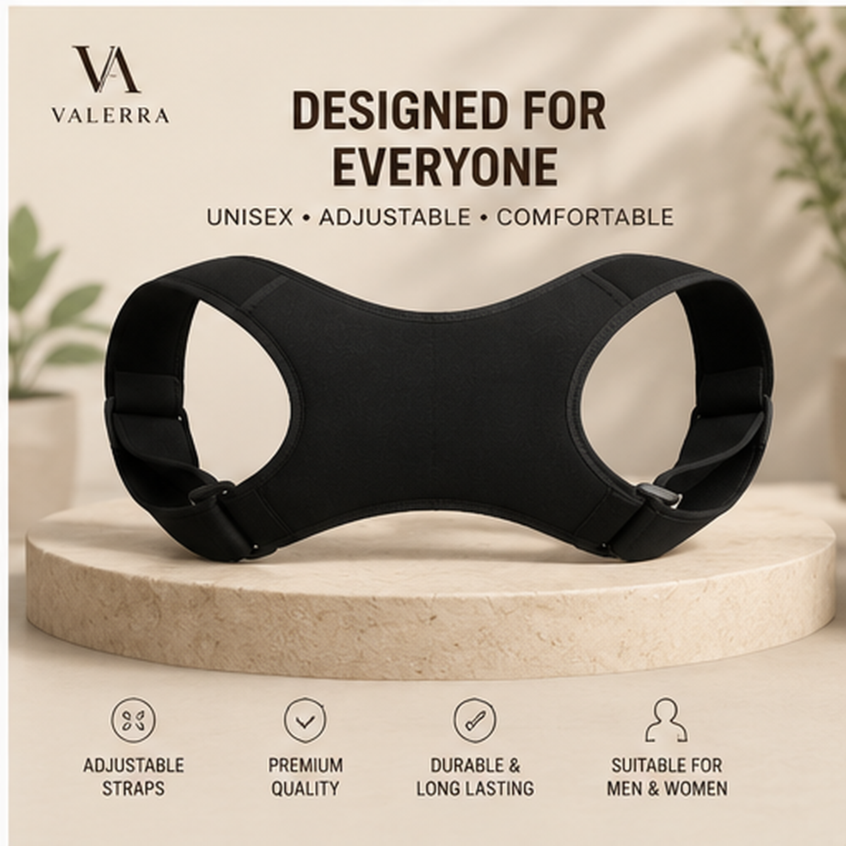 Valerra posture corrector worn discreetly under clothing